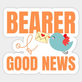 Bearer of Good News Cute Blue Bird with Mail Sticker